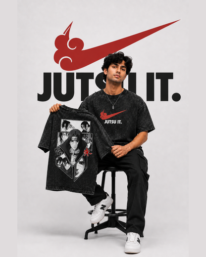 Just Jutsu It Acid Wash Anime Tee