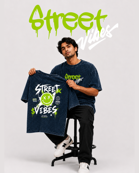 Street Vibes Acid Wash Streetwear Tee